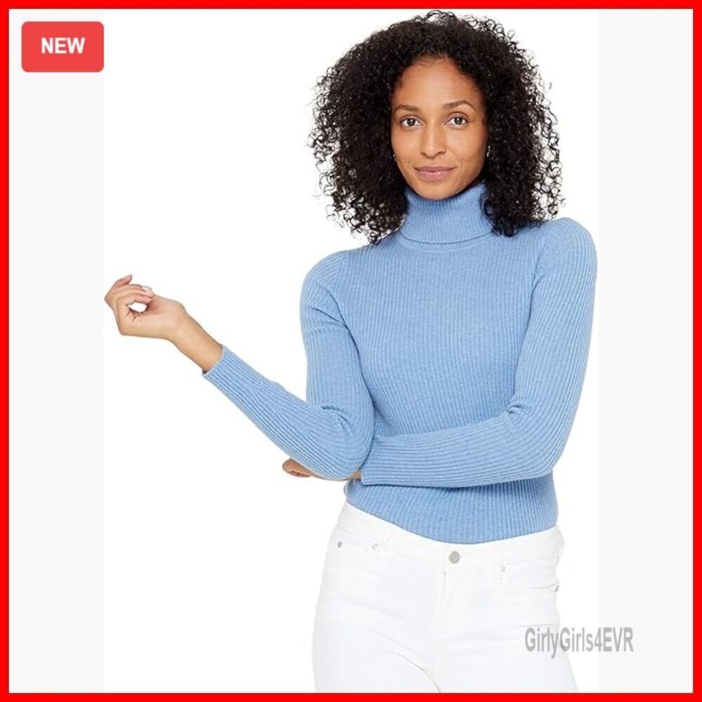 100% Pure Cashmere Ribbed Turtleneck Sweater Long Sleeve Pullover